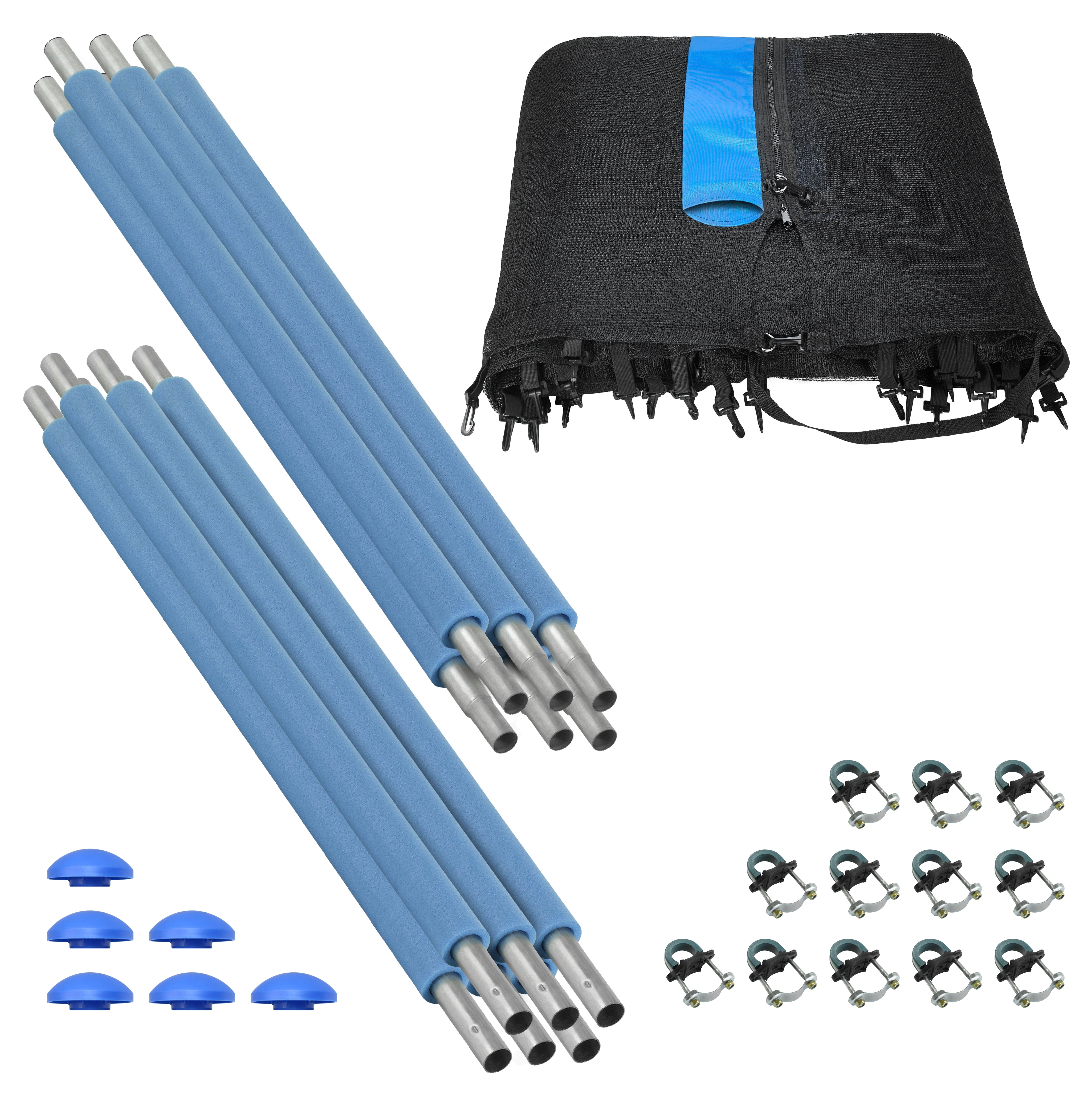 Trampoline Safety Enclosure Set Net, 6 Poles & Hardware, Fits 12 FT. Round Frame Installs Trampoline Safety Enclosure Set Net, 6 Poles & Hardware, Fits 12 FT. Round Frame Installs