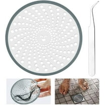 BUZIFU Shower Drain Cover Hair Catcher Flat Bath Stopper Sink Bathroom Protector Stainless Steel Sink Strainer Drain Filter with Tweezers for Bathroom Kitchen Prevent Drain Clog (4.33x4.33inch)