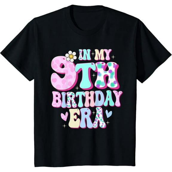t-shirtIn My 9th Birthday Era Girl Gifts Nine Bday 9 Year Old T-Shirt mens t shirt，black，women，funny，misfits，men，journey