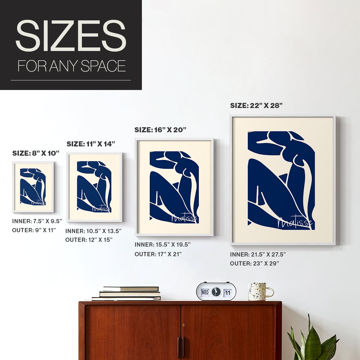 Matisse CCCIV - White Framed Wall Art Print, Solid Wood Frame, 22 x 28 Framed Print, Ready to Hang