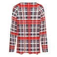thumbnail image 5 of LYWC Red And Navy Checkered Plaid-482 Long Sleeve Shirts For Women Oversized Tshirts Tops Tees Fall T-Shirts V Neck, 5 of 7