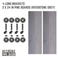 thumbnail image 4 of 24 in. x 7.5 in. x 6.75 in. Riverstone Grey Restore Wood Wall Shelving with Industrial Steel Pipe L- Brackets, 4 of 9