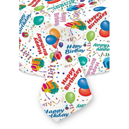 Tablecloths Made In Usa 70 x 120 Happy Birthday Tablecloth White Restaurant Quality Fabric Machine Wash and Dry No Wrinkles No Iron No Stains All Sizes! Made in USA White 70 X 120 ()