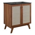 thumbnail image 3 of Modway Soma 30" Modern Wood Bathroom Vanity with Rattan Door in Walnut/Black, 3 of 16