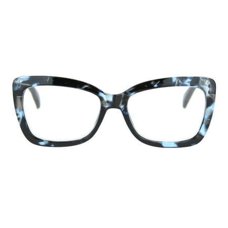 Tortoise Plastic Fashion - Womens Rectangle Butterfly Shape Plastic Fashion Reading Glasses Blue Tortoise +3.5
