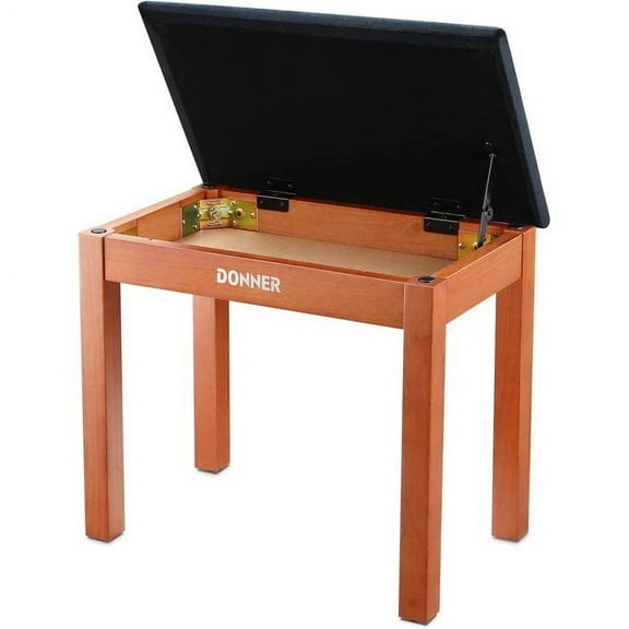 Donner Piano Bench with Storage, Solid Wood Keyboard Bench Piano Bookcase Stool Chair Seat with High-Density Suede Cushion