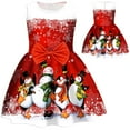 thumbnail image 2 of XEGLSBU Dresses for Girls Size 6 Girls Christmas Dress Sleeveless Santa Snowman Christmas Party Prom Formal Gowns Toddler Festival Outits Girls Dresses Blue Flowers Red-B Size 7-8 Years, 2 of 6