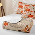 thumbnail image 4 of Manfei Fall Pumpkin Print Quilt Full,Maple Leaf Fall Print Full Bedspread Sets,3-Piece,1 Coverlet and 2 Pillowcases, 4 of 7