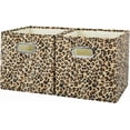 thumbnail image 6 of AUR 2PCS Storage Cubes Leopard Cheetah Print Velvet Fabric Storage Bins for Shelves, Collapsible Washable Closet Storage Baskets Boxes with Handles for Organizing and Storage -Brown, 11"x 11"x 11", 6 of 7