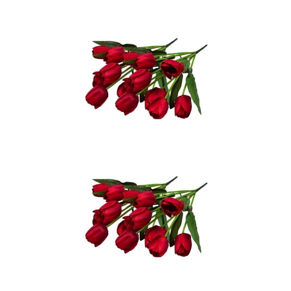Toystoory 2 uds flores artificiales tulipanes de seda tacto Real Mini ramo de flores de imitación decoración arreglos para el hogar Cabeza roja/grande 2piezas
