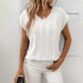 thumbnail image 2 of ZyeKqe Sweaters for Women Cap Sleeve Top Casual V Neck Tops Loose Fitted Knit Knit Blouses, 2 of 8