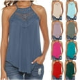 thumbnail image 1 of Ashirexll Débardeurs Sans Manches pour Femmes Couleur Unie Décontractés à Lacets Débardeurs à Encolure Ronde Ajourée Blouses., 1 of 7