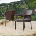 thumbnail image 3 of Noble House Cliff Wicker Patio Dining Arm Chair in Brown (Set of 2), 3 of 13