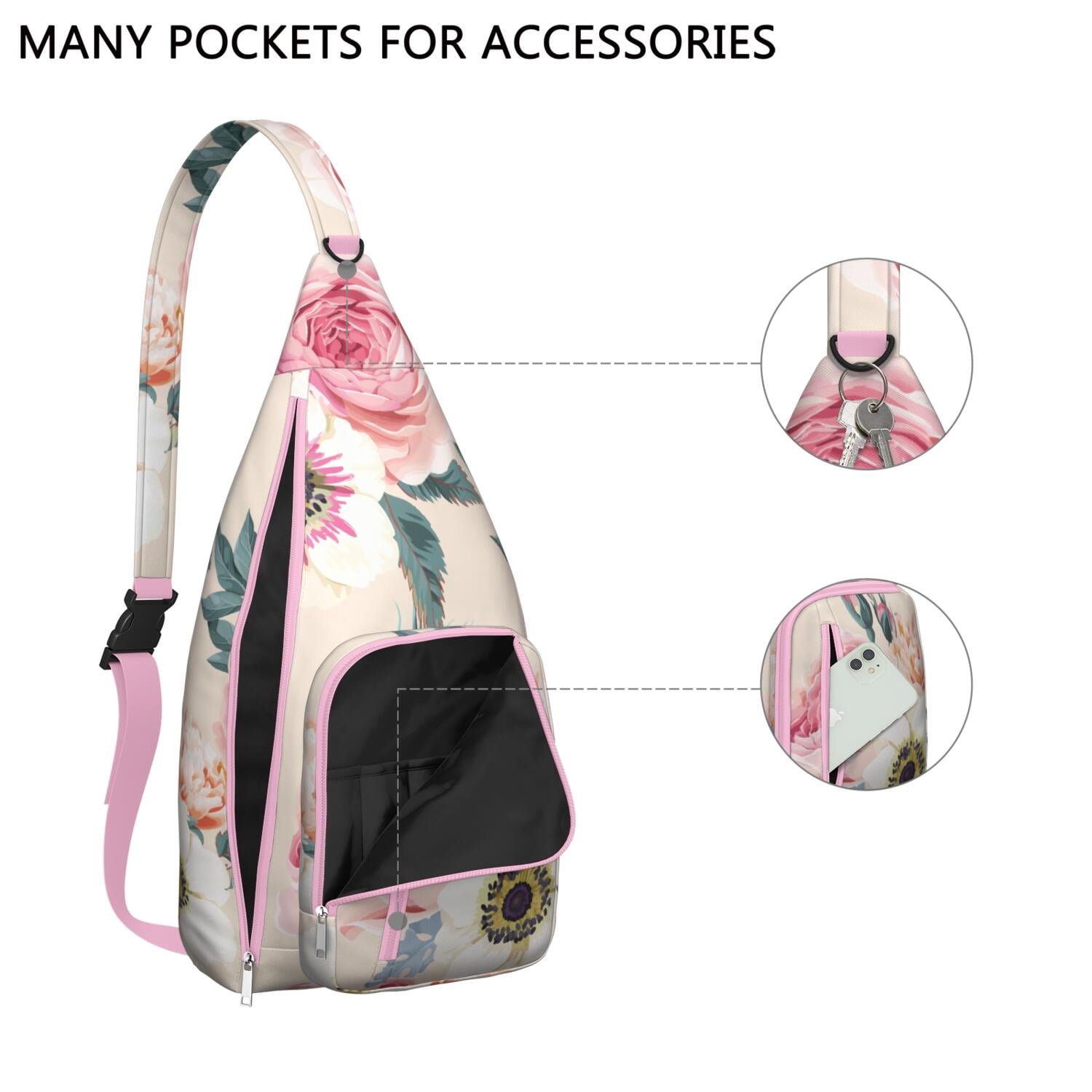 Durable Breathable Sling Bag with Sunflower Pattern for Tactical Use