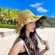thumbnail image 2 of Sombrero de pescador de paja con ala ancha y lazo recortado, sombrero de cubo con empalme, gorra enrollable plegable para mujer, sombrero de playa para el sol con protección UPF 54+, 2 of 5