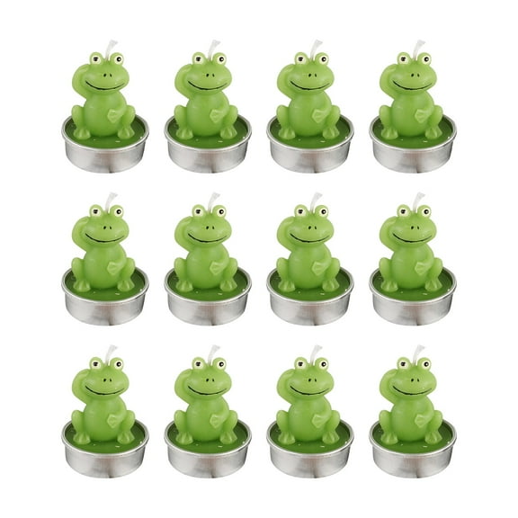 PATLOLLAV 12Pcs Frog Tealight Candles,Tea Lights Candles for Birthday Gifts,Cake Topper,Home Decor,Happy Frog Animals Candles for Gift,Baby Shower,Birthday Party,Festival Wedding