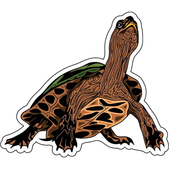 WickedGoodz Wood Turtle Vinyl Decal - Reptile Bumper Sticker - for Laptops Tumblers Windows Cars Trucks Walls