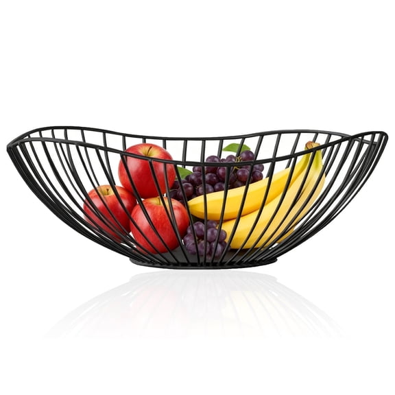 ZHUYING Metal Wire Fruit Bowl, Wavy Fruit Basket Fruit Stand Serving Bowls for Kitchen Counter, Countertop, Home Decor, Table Decorative Hold Veggies, Bread, Snacks (Gold)