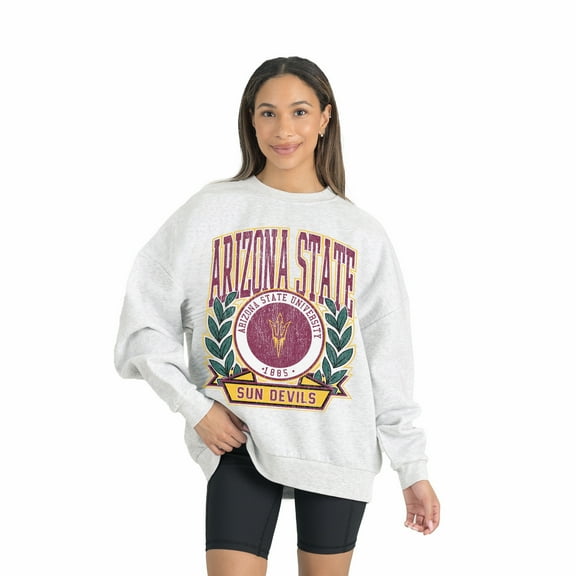 Women's Gameday Couture Gray Arizona State Sun Devils Premium Fleece Drop Shoulder Oversized Pullover Sweatshirt