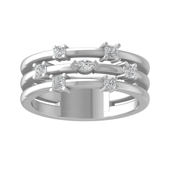 ARAIYA FINE JEWELRY 10K White Gold Round-shape Diamond Fashion Ring (1/3 cttw, I2-I3 Clarity, I-J Color) Size 7