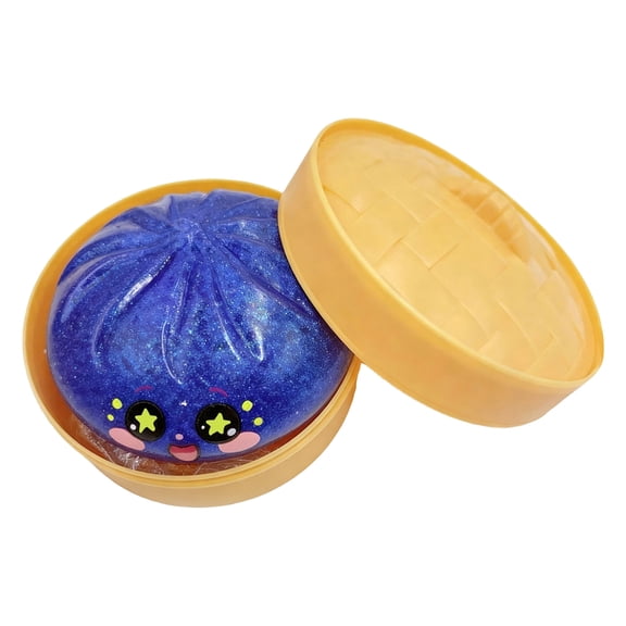 Glitter Colorful Dumpling Squishy, Cute Squishy Dumpling Large with Steamer, Squishy Dumpling Doll with Cute Expressions, Silicone Bun Sensory Fidget Dolls, Hand Pinching Decompression Dolls