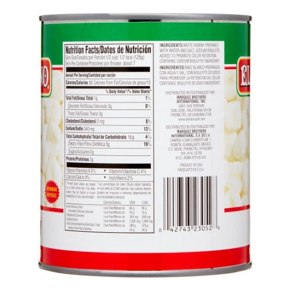 El Mexicano Maiz Blanco, Mexican Style White Hominy, 29 oz Can