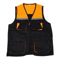thumbnail image 1 of Chaleco de trabajo reflectante con 4 bolsillos Bloque de color Cremallera frontal Chaleco de seguridad de alta visibilidad con tiras reflectantes Negro con amarillo XXL YUNYI BRAND  Deportes, 1 of 8