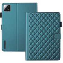 For Xiaomi Pad 6S Pro 12.4 inch Release 2024 Case, Rhombus Pattern Multiple Viewing Angles Stand Slim Folio Cover (Green)