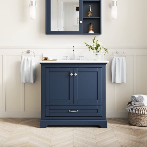 ANGELES HOME 36 Inch Solid Wood Bathroom Vanity with cUPC Undermount Basin with 2 Doors and 1 Drawer