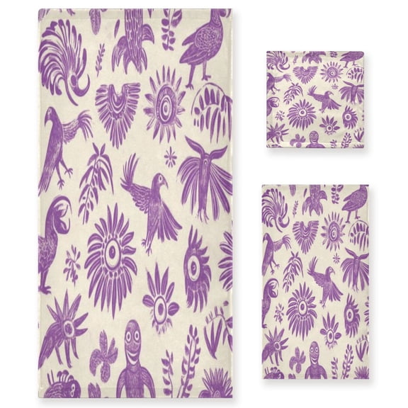 Three-Piece Towel Set Face Towel Towel Set Hand Towel Bath Towel Cotton Bath Towels Bath Towel Sets Hand Bath Towels Purple Pattern