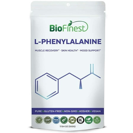 Biofinest L-Phenylalanine Powder 500mg - Pure Gluten-Free Non-GMO Kosher Vegan Friendly - Supplement for Mood Support, Healthy Skin, Nervous System, Muscle Strength