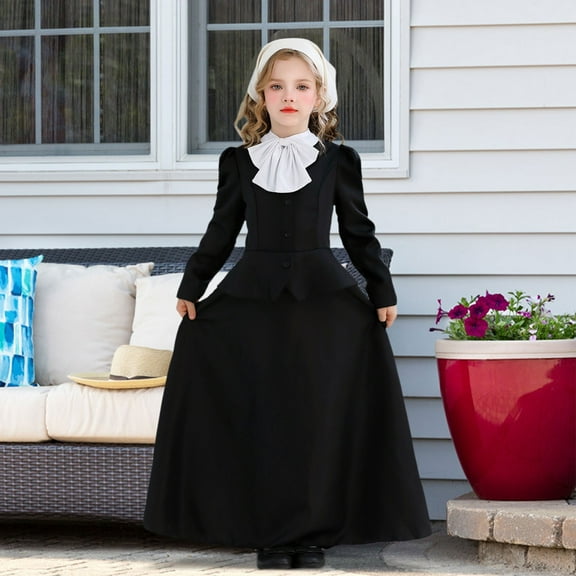 EnJoCho Girls Historical Dress - Ruffled Doll Collar Outfit with Button for Halloween & Cos-play Dress