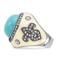 thumbnail image 2 of Black-plated Sterling Silver Enamel Simulated Turquoise & CZ Ring Size 8, 2 of 3