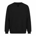 thumbnail image 4 of Aestivo Men's V- Layered Shirt, Long Sleeve Casual Pullover, Textured Top Tee for Casual Work, Black XL, 4 of 6