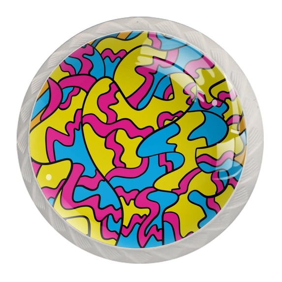 4 Pcs Abstract Knobs for Kitchen Cabinet Cupboard Dresser Bookcase Drawer Pulls Handles Round Home Decor