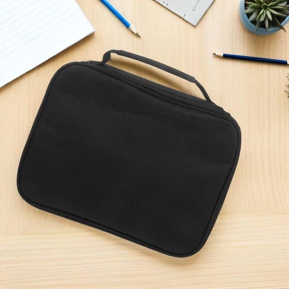 WEUVEB Black Bible Cover with Handle, 600D Polyester, Zippered Storage Pockets, Protective Carrying Case