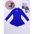 thumbnail image 3 of Linjinx Girls High Neck Ice Skating Dress Figure Roller Skating Leotard Tutu Skirt Ballet Dance Leotard Dress Royal Blue 8, 3 of 7