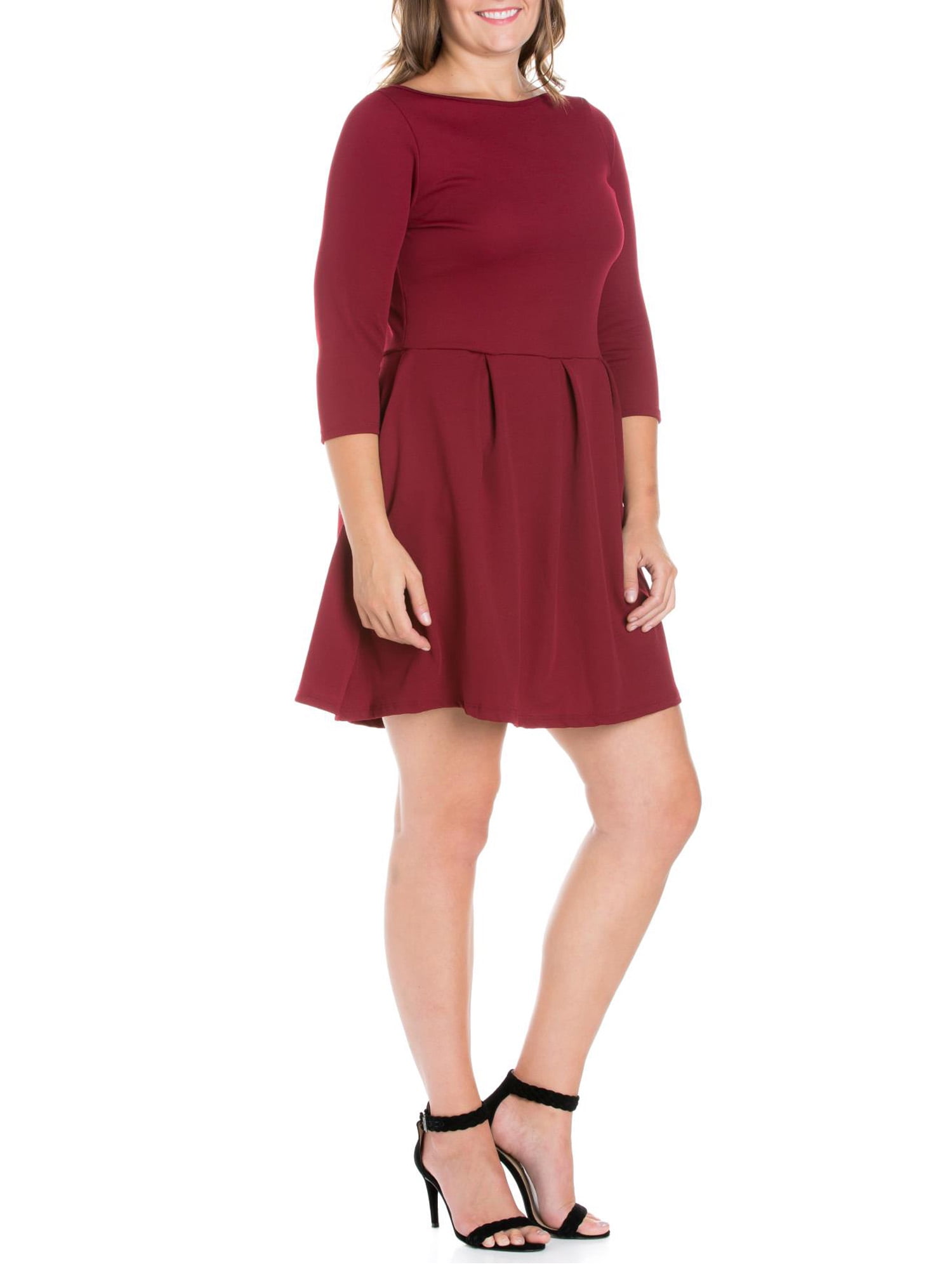 24/7 Comfort Apparel Women's Plus Size Perfect Fit and Flare Pocket Dress