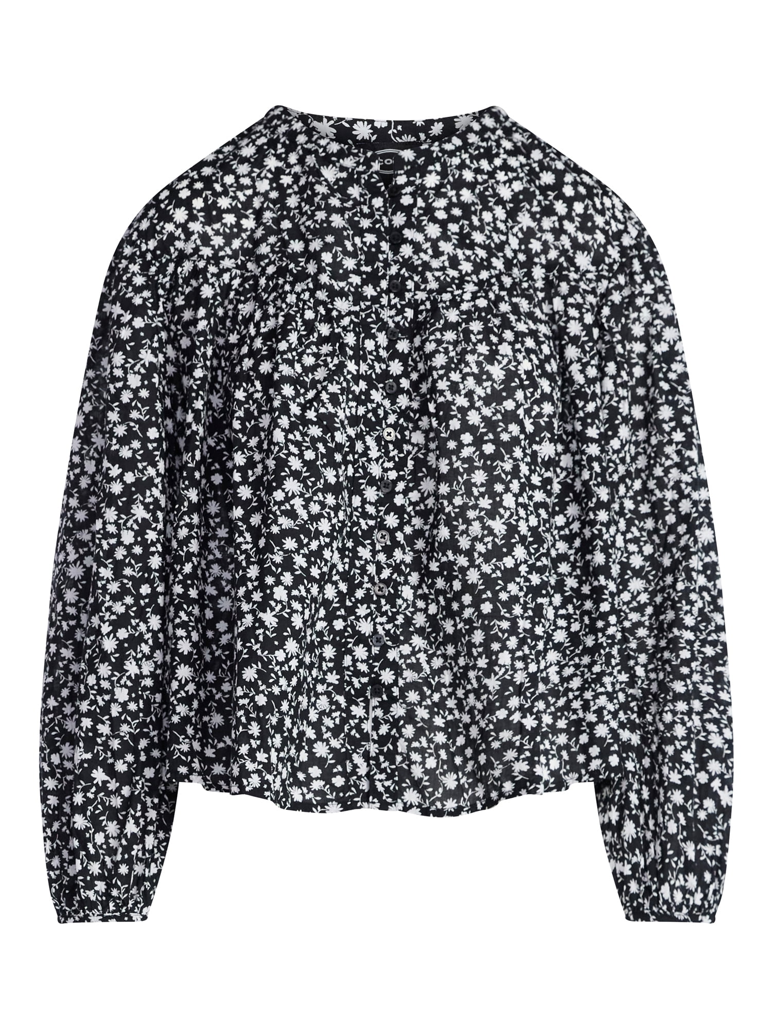 Scoop Women's Flowy Cotton Blouse with Long Sleeves, Sizes XS-XXL