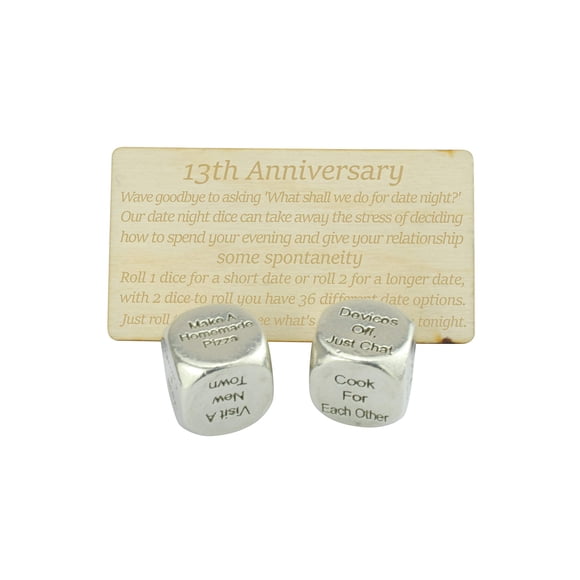 13 Year Anniversary Metal Date Night Dice - Create a Unique 13th Anniversary Date Night