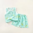 thumbnail image 5 of YHAJDS Kid Boy Girl 2 Piece Sleepwear Set Cartoon Print Cotton Sleeveless Top Shorts Home Set, 5 of 8