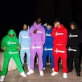 thumbnail image 3 of Traje de sudadera con estampado de letras de hip-hop de American High Street para hombre, traje de sudadera con capucha y pantalón de chándal moderno y versátil, 3 of 5
