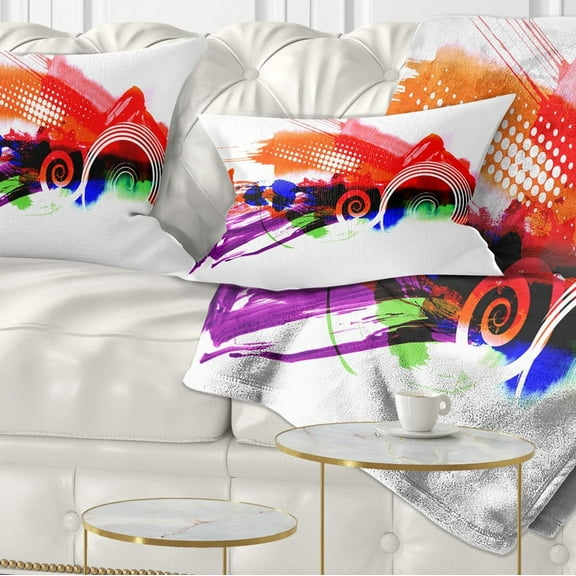 Designart Abstract Splashes of Colors - Abstract Throw Pillow - 12x20