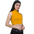 thumbnail image 3 of eloria Women's Top High-Neck Sleeveless Crop Tank Top Color: Yellow | Size: M, 3 of 6