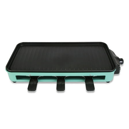 NNYYS Electric Indoor Grill,1500W 2 in 1 Smokeless Raclette Table Grill for Kitchen,BBQ with Grill Net,Non-Stick Cooking Removable Plate,5 Temperature Control & Dishwasher Safe