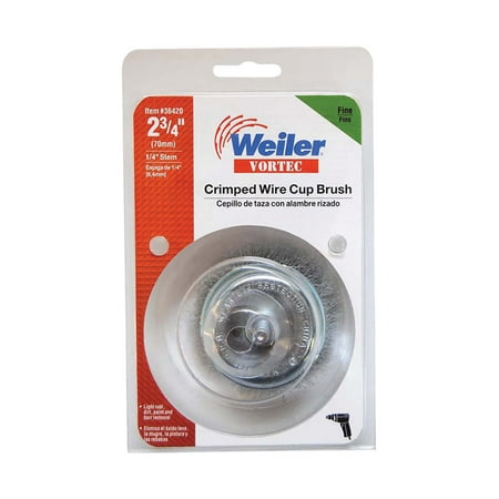 

Weiler 2-3/4 in. Dia. x 1/4 in. Vortec Steel Fine 1 pc. Crimped Wire Cup Brush