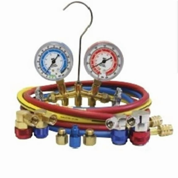 134A & 1234YF Dual Brass Gauge Set with 60 in. Hoses