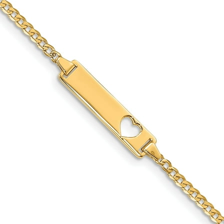 10K Yellow Gold Flat Curb Link Id Bracelet (Width 5) (Length 8) - Jbsp