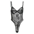 thumbnail image 4 of Body Salvador Mono de Encaje Mujer Tirante Cuello V Lencería Siamesa Noche Boda Negro, 4 of 10