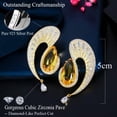 thumbnail image 6 of EOEMY Statement Yellow Topaz Cz Water Drop Dangle Earrings For Femme Pageant Jewelry, 6 of 9